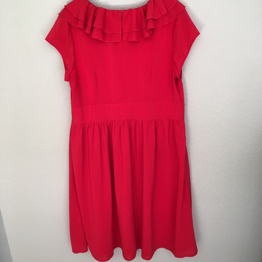eShakti Red Ruffled Dress - Picture 3 of 7